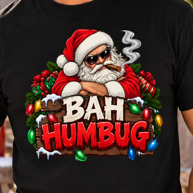Funny Bah Humbug Christmas T-Shirt, Sarcastic Santa Shirt