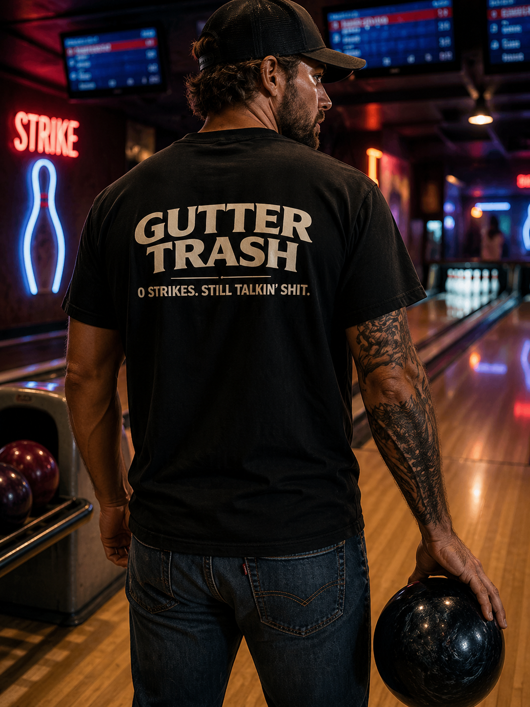 Gutter Trash T-Shirt – 0 Strikes Still Talkin’ Sh*t Bowling T-Shirt