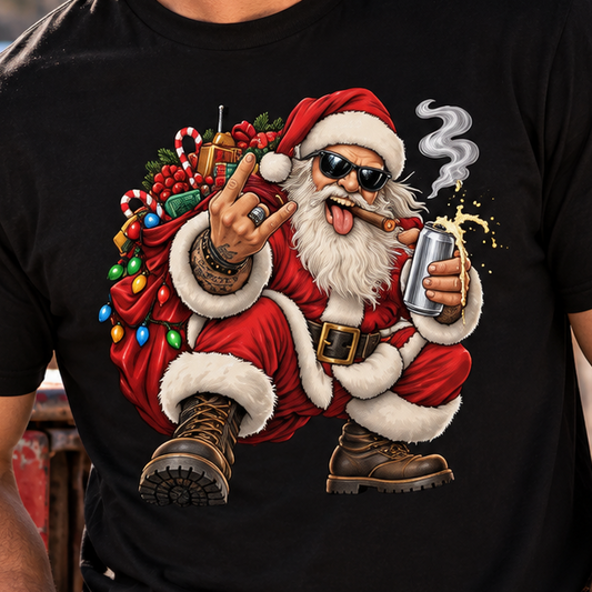 Outlaw Santa Funny Christmas T-Shirt – Biker Santa Holiday Gift